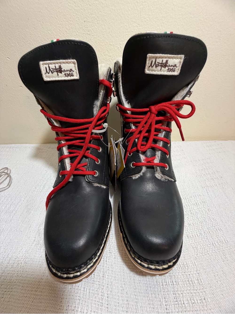 Italian Leather Combat Boots Black NWT - 7.5 / 38 Montelliana 1965 - Picture 10 of 10